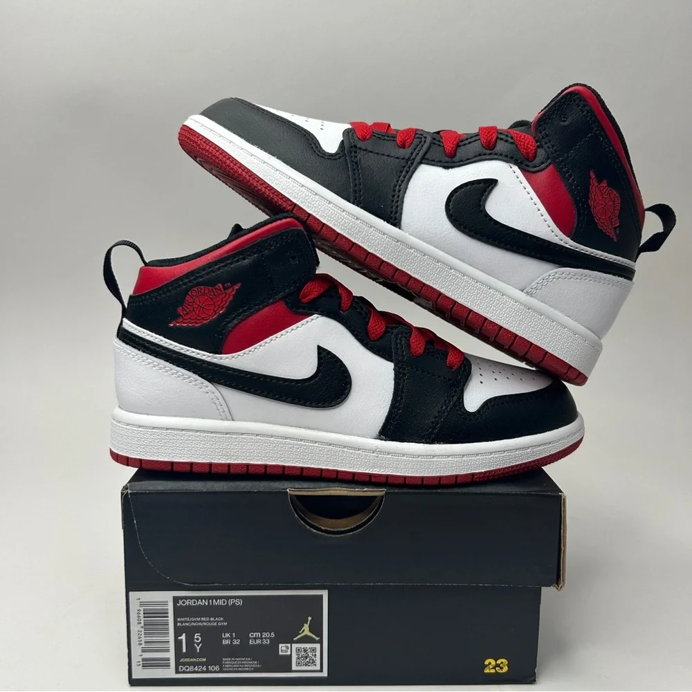 Nike Air Jordan 1 Retro Mid PS “Gym Red/Black Toe” 2023 - Picture 1 of 4